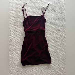 Urban Outfitters Burgundy velvet mini dress